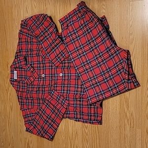 Oscar De La Renta Red Plaid Flannel 2 Pc Button Mens Pajamas Size Large …